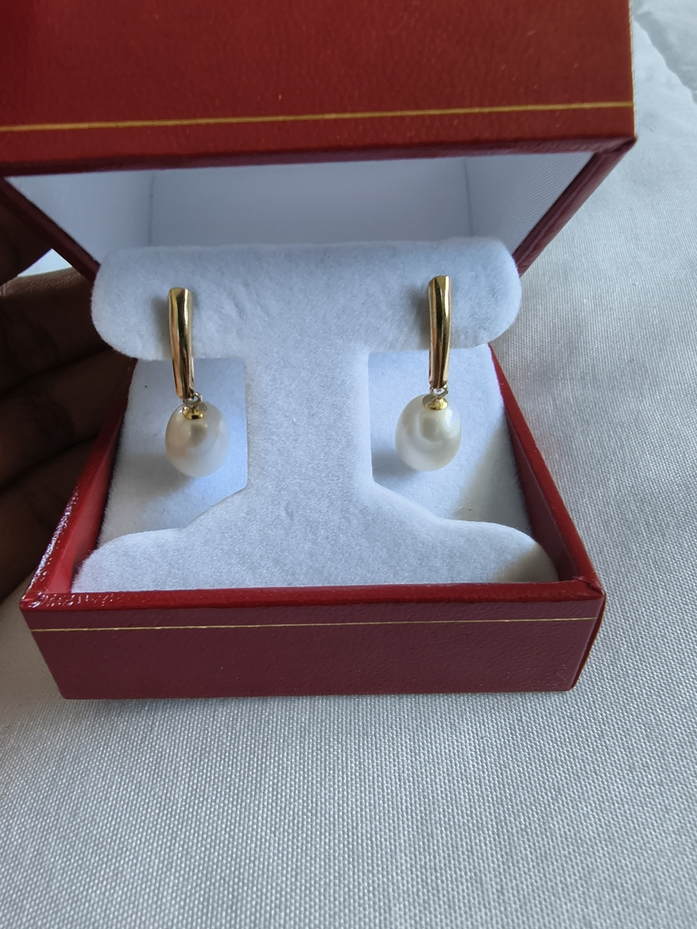 Gold Pearl Drop Earrings for Women - Elegant White Pearl Drops 14K Gold